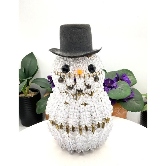 Vintage MCM Handmade Snowman Beaded Safety Pin Art Craft Christmas Decor - Picture 6 of 6